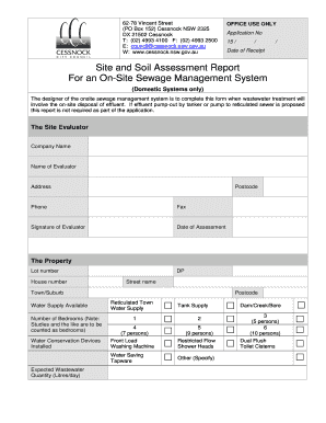 Site and Soil Assessment Report for On-Site Sewage Management