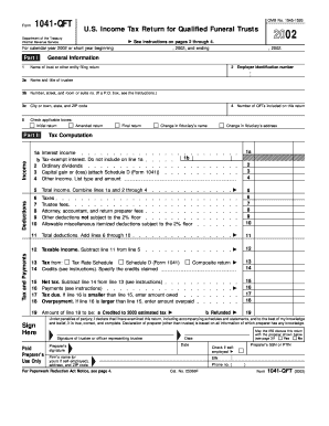US Income Tax Return for Qualified Funeral Trusts