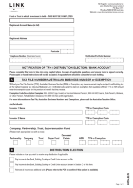 Australian Tax File Number Notification Form