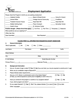 Internal cover letter - st vincent de paul employment form