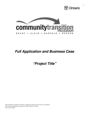 Full Application and Business Case - Community Transition Program