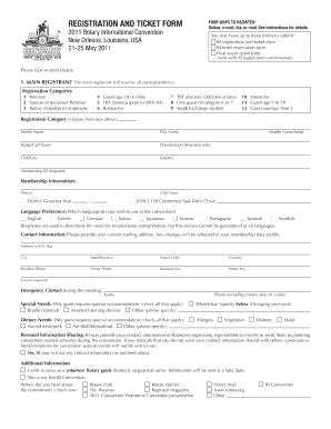 2011 Rotary International Convention Registration Form