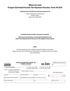 Oregon Estimated Income Tax Payment Voucher