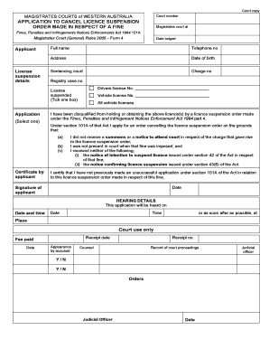Application to Cancel License Suspension