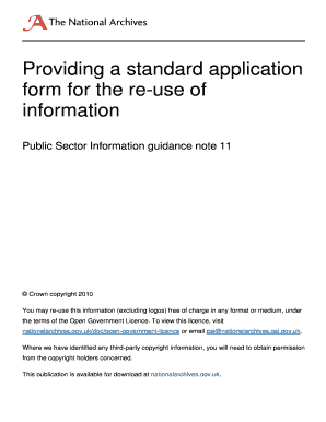 UK Public Sector Information Reuse Application Form