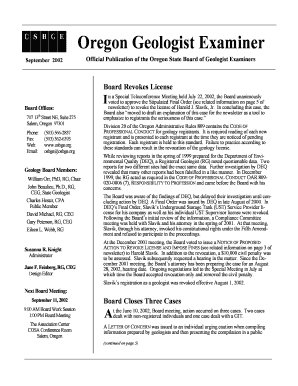 Fillable Online Oregon Geologist Examiner Fax Email Print - PDFfiller