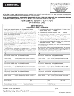 Northeast Delta Dental Fee Survey Form