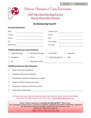 2007 Membership Application Rocky Mountain Section