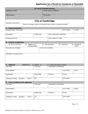 Application for a Permit to Construct or Demolish