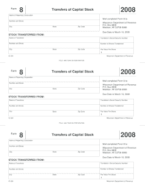 Form 8 Transfers of Capital Stock 2008