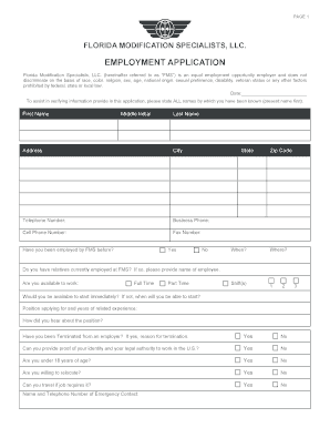 Florida Employment Application