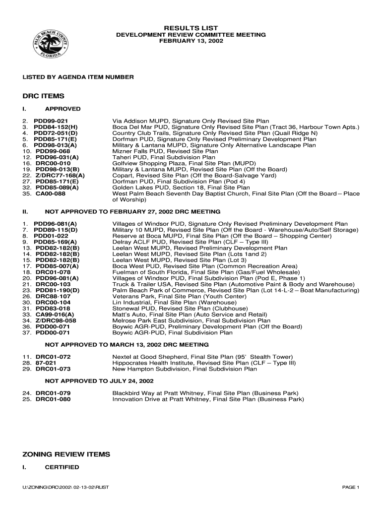 Fillable Online February 13, 2002 Palm Beach County Government Fax