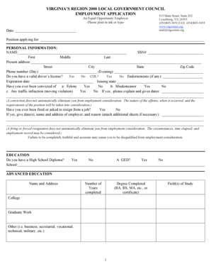 Virginia Employment Application