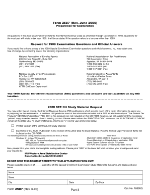 IRS Form 2587 Application for Special Enrollment Examination