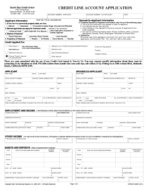 South Bay Credit Union Credit Line Account Application