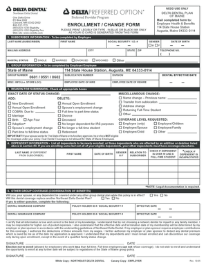 Delta Dental Plan Enrollment Form