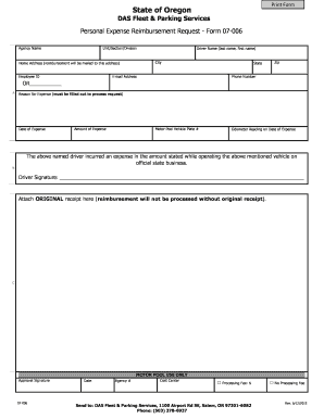 Oregon Expense Reimbursement Form 07-006