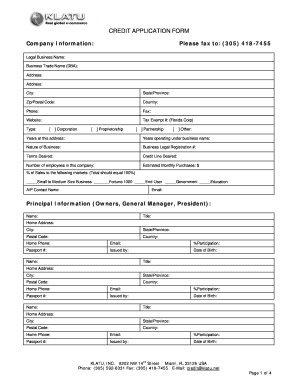 Credit Application Form
