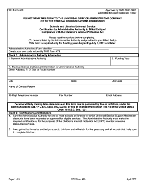 FCC Form 479 Compliance Certification