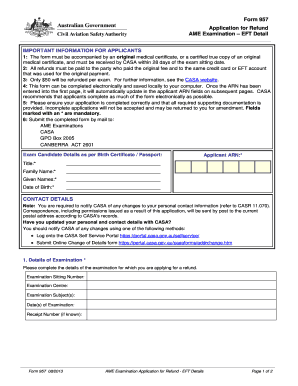 Form 957 AME Examination Application for Refund - casa gov