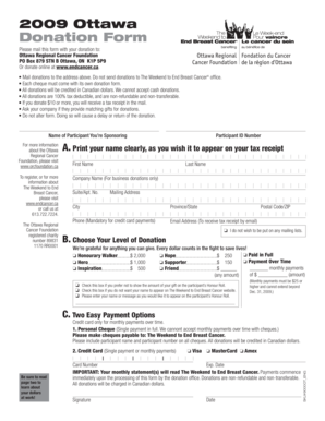 2009 Ottawa Donation Form