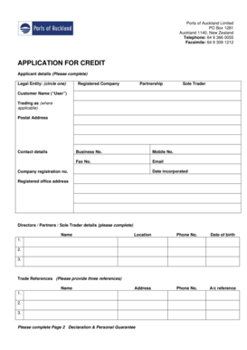 APPLICATION FOR CREDIT - Ports of Auckland