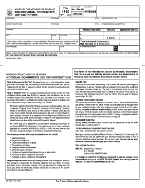 Missouri Individual Consumer's Use Tax Return