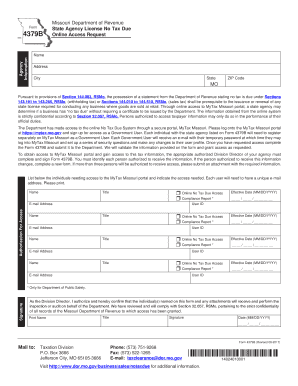 Missouri No Tax Due Access Request Form 4379B