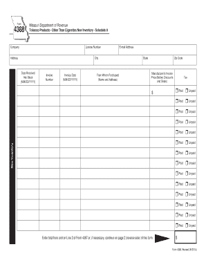 Missouri Tobacco Products Inventory Form 4388