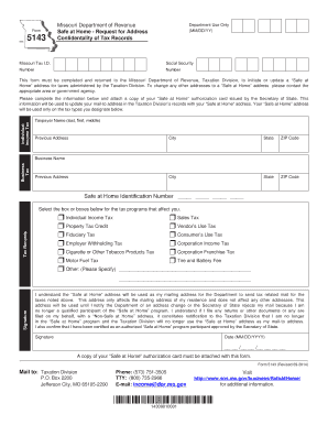 Missouri Safe at Home Tax Address Request Form