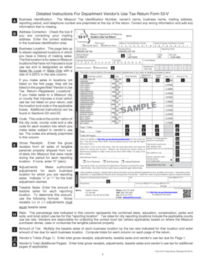 Missouri Vendor’s Use Tax Return Form 53-V