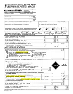 Missouri Individual Income Tax Return 2001