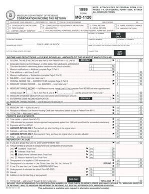 Missouri Corporation Income Tax Return Form MO-1120