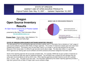 Oregon Open Source Software Inventory Results. Open Source Software Inventory Report