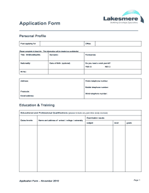Construction Industry Application Form