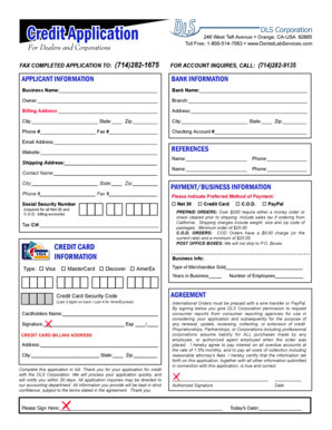 DLS Corporation Credit Application