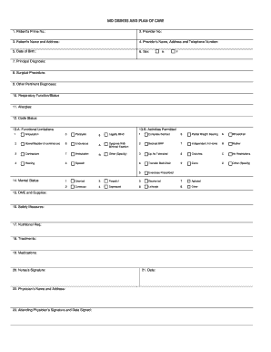 Medical Orders and Plan of Care Form