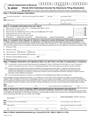 Illinois 2012 Individual Income Tax Electronic Filing Declaration