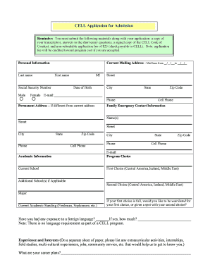 CELL Semester Program Application Word - Center for Ecological