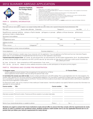 2012 Summer Abroad Application