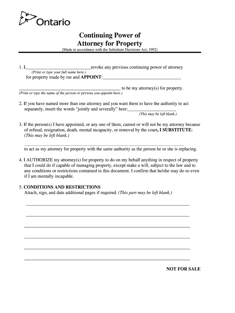 Ontario POA Personal Care - Fill and Sign Printable Template