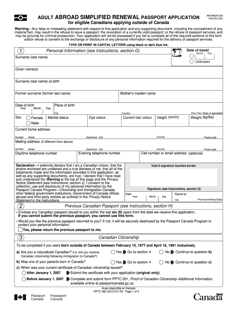 canadian passport 2013 form Preview on Page 1.