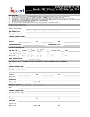 DigiSign Server ID 2048 Digital Certificate Application