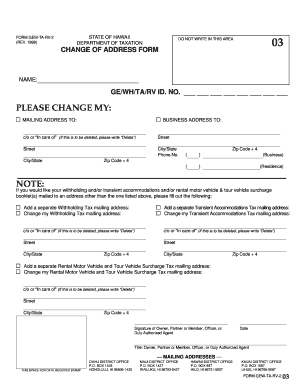 Hawaii Change of Address Form