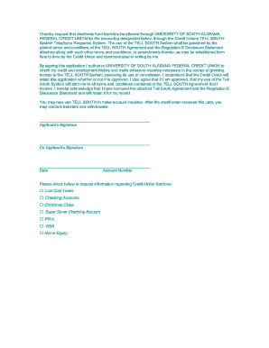 University of South Alabama Federal Credit Union TELL SOUTH Agreement