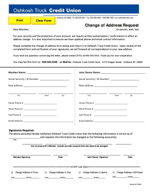 Change of Address Request Form