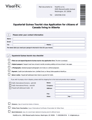 Equatorial Guinea Tourist Visa Application