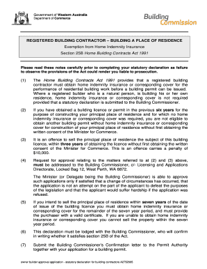 building commission wa statutory declaration form