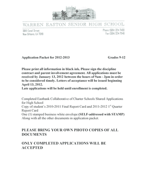 2012-2013 Eastbank Collaborative of Charter Schools Application