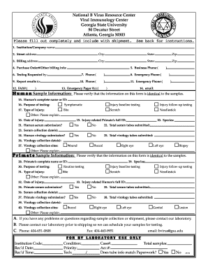 Fillable Online B Virus Sample Submission Form Fax Email Print - pdfFiller